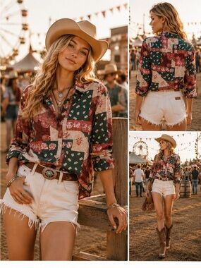 Floral Patchwork Button-Down Shirt US Small UK 36 NWT ONLY